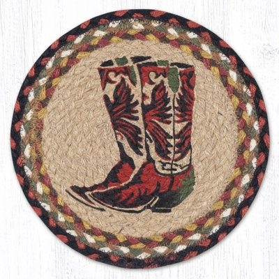  Rustic Boots Trivet – Round Braided Jute Hot Pad 10"x10"