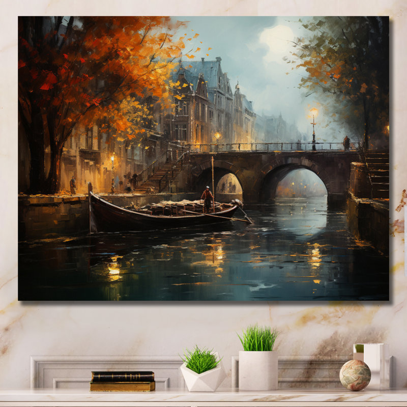 Beige canal atmosphère - imprimé, Toile tendue, H 12 po x l 20 po x P 1 po
