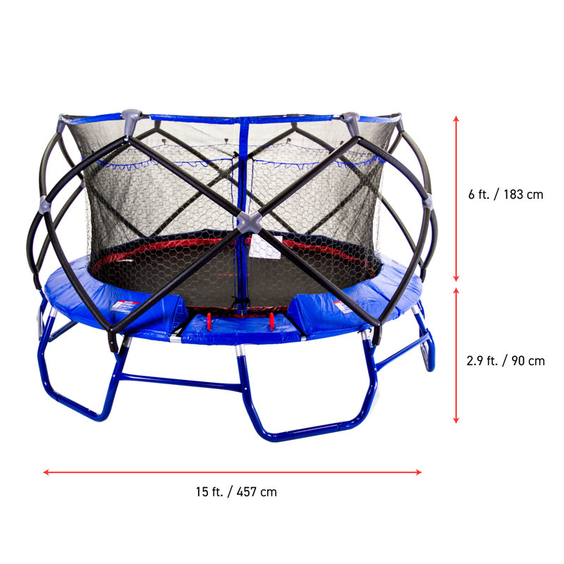 Monxter Round Backyard Trampoline with Trampoline Handlebar with Safety Net Enclosure