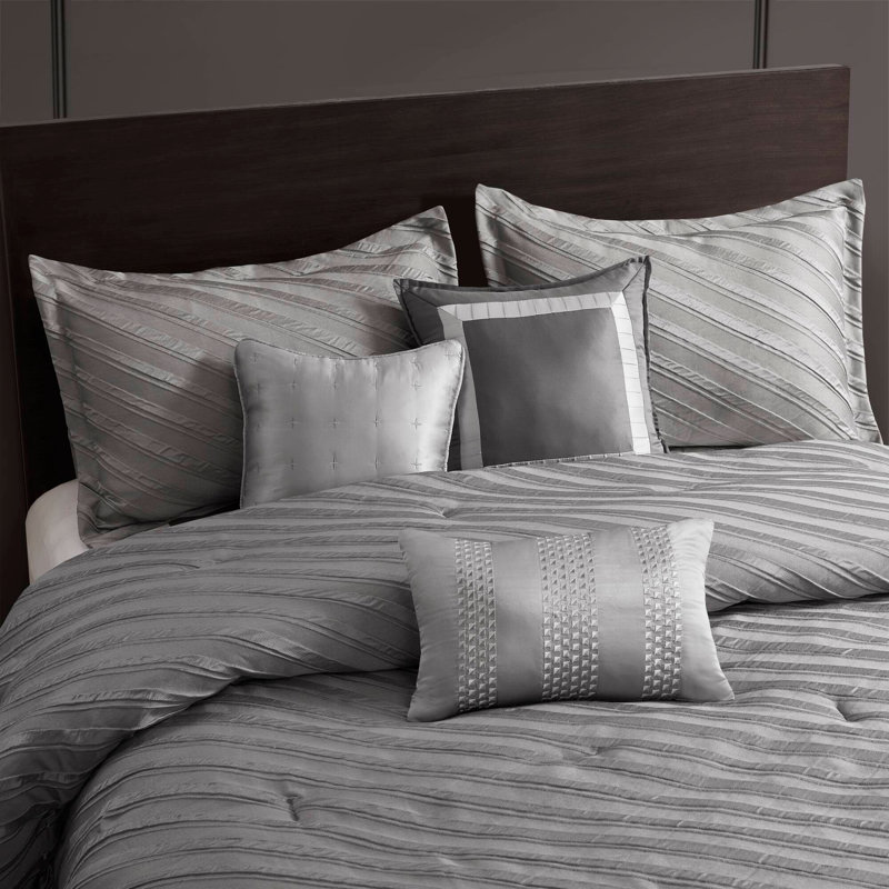 7-Piece Comforter Set - Sophisticated, Gray, Queen Comforter + 7 Additional Pieces