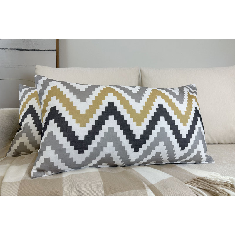Ensemble de 2 housses de coussin décoratives imprimées de 14 po x 26 po, H 14 po x l 26 po, Chevrons