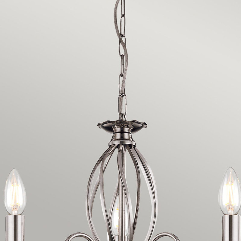 Thebes 3 - Light Candle Style Chandelier, Polished Nickel