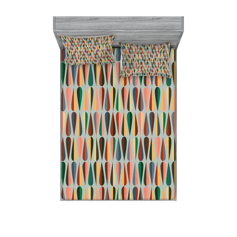 Multicolore drap-housse et coussin décoratif Ambesonne, Ensemble de draps pour très grand lit californien