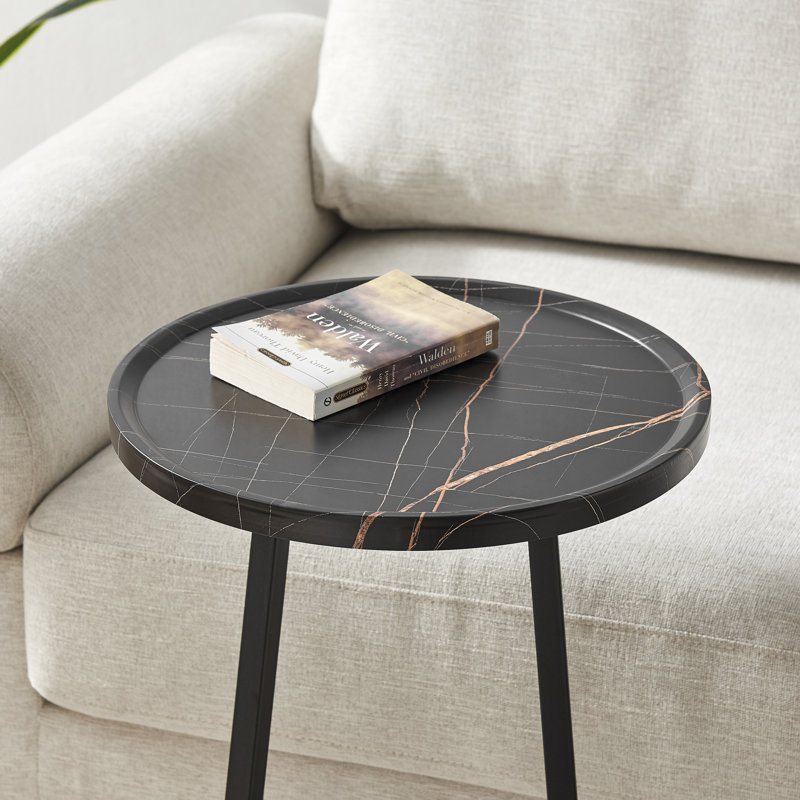 Yerly Round C-Table or Accent Side Table, Black