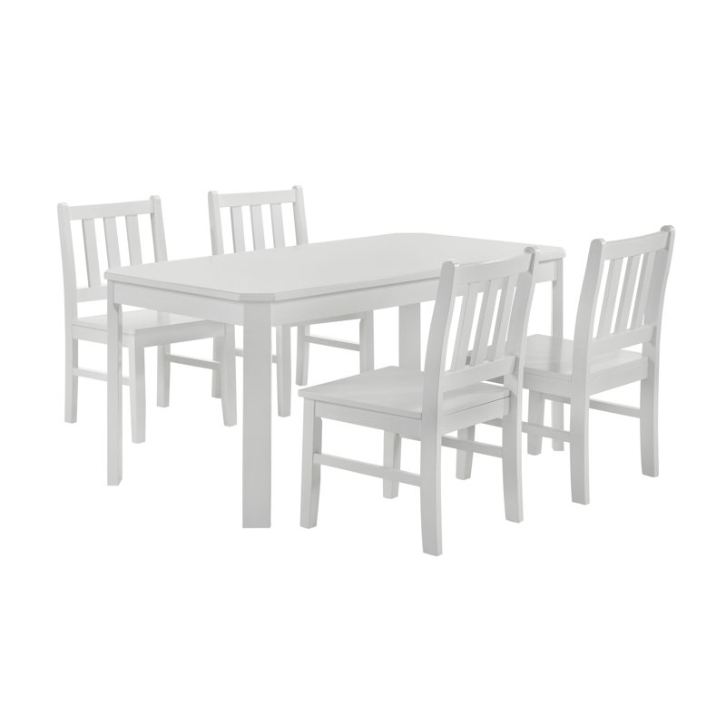 Winston Porter Velis 5PC Dining Set With Table And 4 Chairs In White