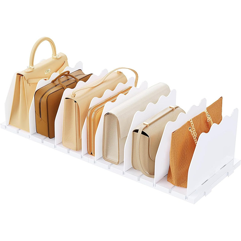 LLMRR Bag & Purse Organizer for Closet, Adjust able Shelf Divider for Closet, Acrylic Handbag Separators Storage Organizer, Bookshelf Separator Divider for Bedroom, Living Room, Office