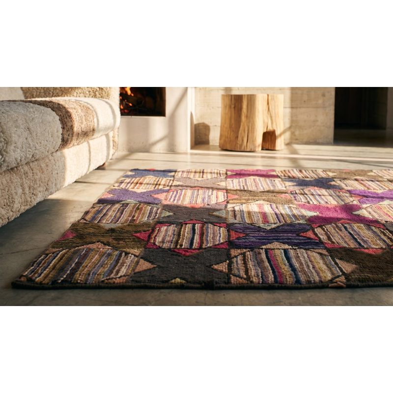 Antique American Hooked Rug American Multicolor 1880s