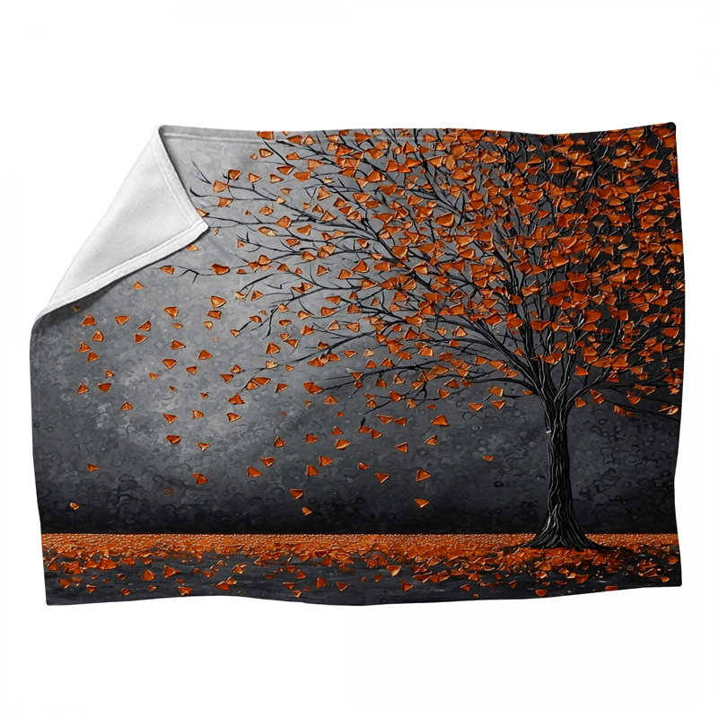 Jeté en molleton Leaves - Jetés naturels pour canapés ou lits, L 80 po x l 60 po