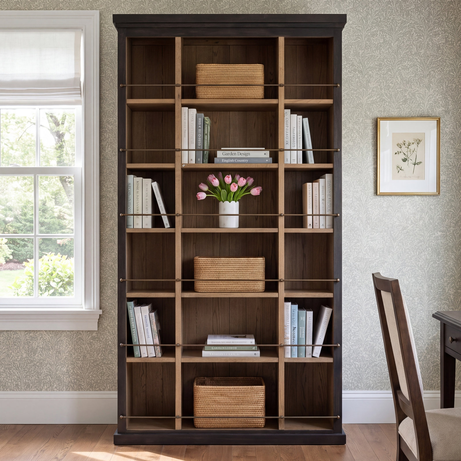Alistair Wide Bookcase, Smoked Black