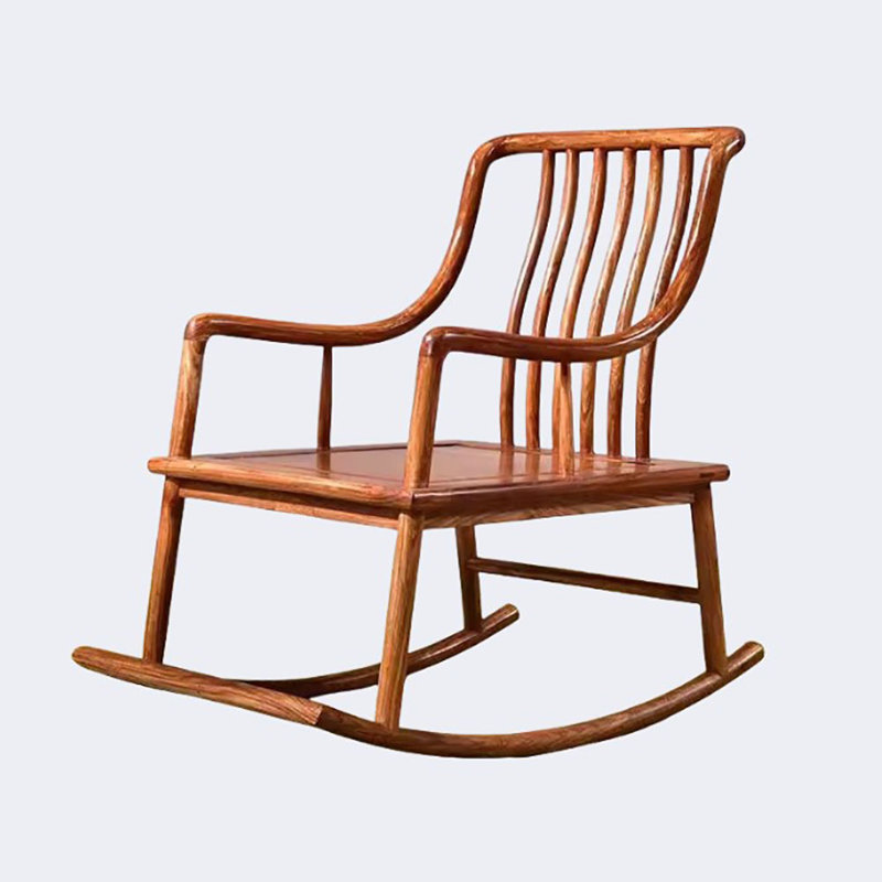 Chaise berçante décontractée en bois de rose