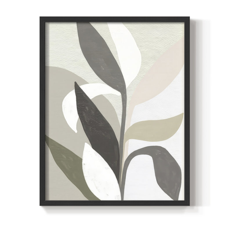 Papier découpé Sproutling II, reproduction encadrée - bois massif, H 15 po x l 12 po, Noir, noir, noir, noir