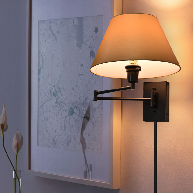 Express Swing Arm Sconce, Black, Opaque Paper