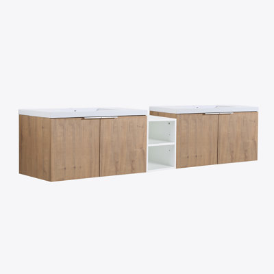 Meuble-lavabo à fermeture en douceur avec lavabo