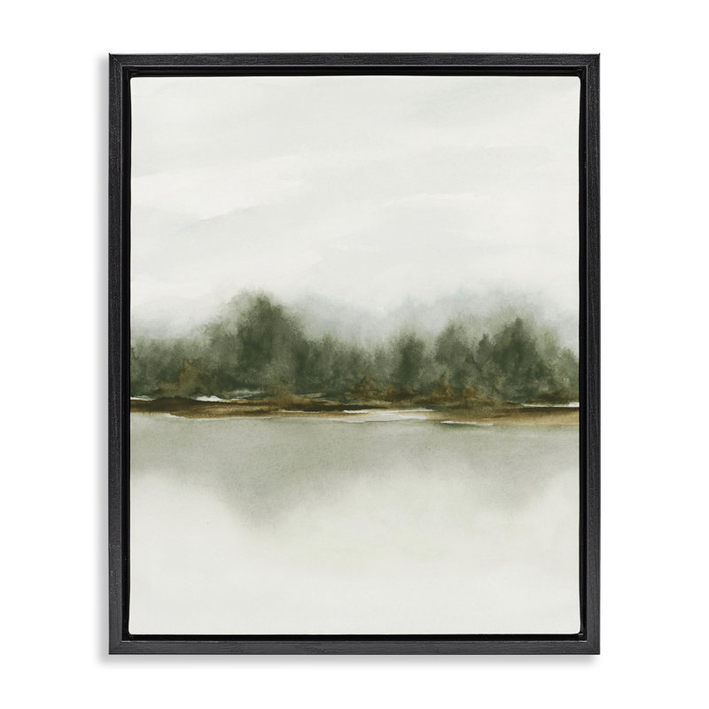 Embracing Green Abstract Floating Frame, design by 1x, Jet Black Floater Frame, 21" H x 17" W