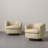 Upholstered Cream Faux Leather Swivel Barrel Chair Recessed Arms With Solid Wood Base (Set of 2)-815109314