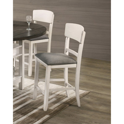 Chaises de salle à manger contemporaines à hauteur de comptoir brun, rembourrées, coussin de siège gris, chaises rembourrées 2 pièces avec dossier incurvé et pieds évasés