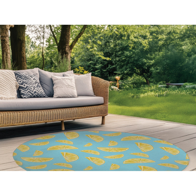 Tapis d'été Summer Lemon, Rond 5 pi
