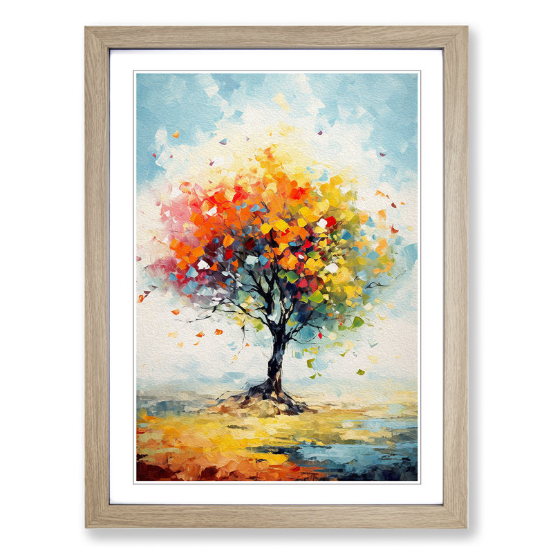 Apple Tree Impressionism Art - Framed Print, 64cm H x 46cm W, Oak Framed