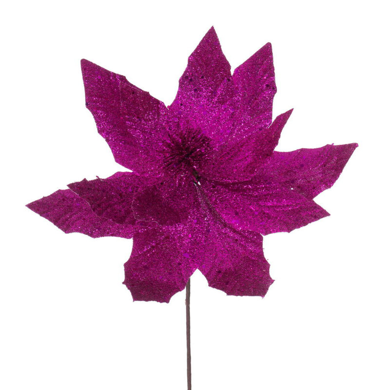 Vickerman 14" Artificial Poinsettia Stem 6 Per Bag., Pink