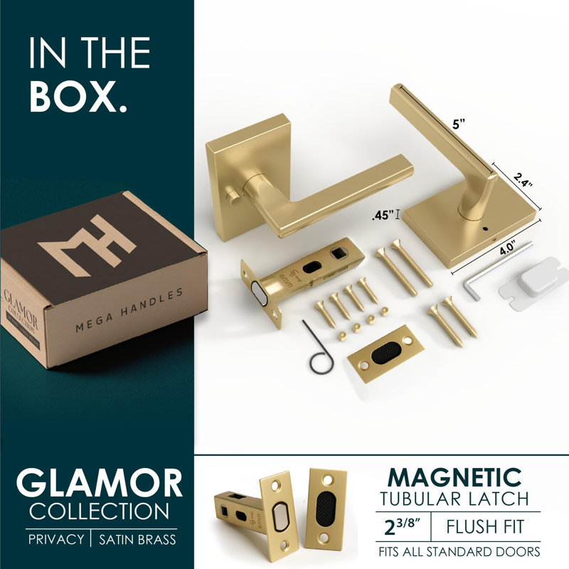 Poignée Mega Poignées Glamour, Satin Brass, Privacy (Bed & Bath)