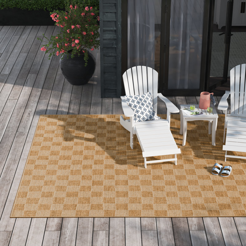 Demia Checkered Indoor / Outdoor Rug, Rectangle 9'2" x 12'