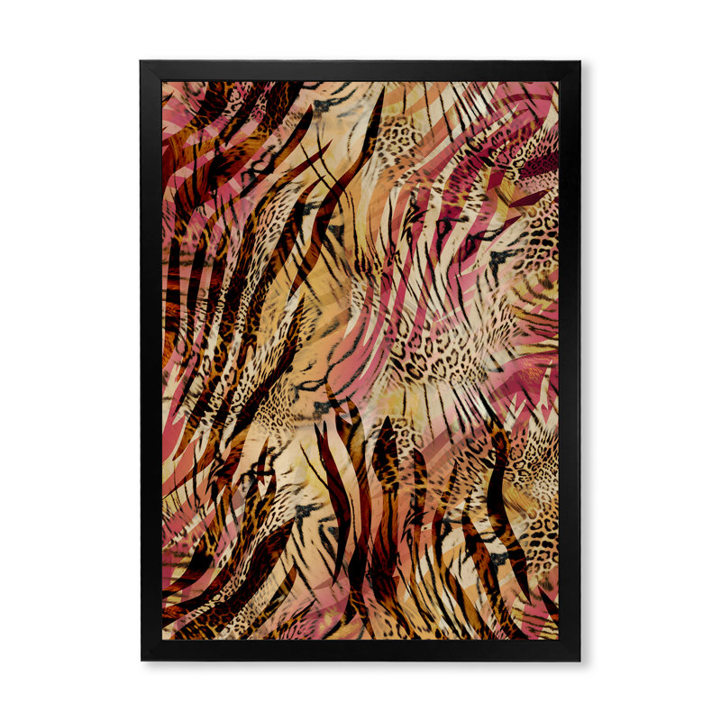 Léopard et tigre - peinture, Toile avec cadre photo noir, H 20 po x l 12 po x P 1 po