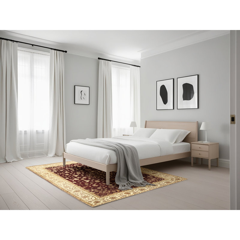 Tapis traditionnel rouge / ivoire Crear, Rectangle 5 pi x 7 pi