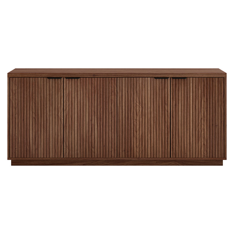 Alasha 68" Wide Rectangular Fluted Buffet Table, Satin Walnut