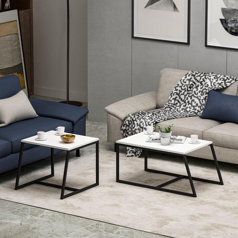 Modern White Coffee Table with Numerous Shelves, 29.5 x 14.9 x 19.7 inches | 100% Melamine Coated Particle Board, Thickness: 0.7 inches | Wall-Mountable Design, Perfect for Industrial & Contemporary Living Spaces