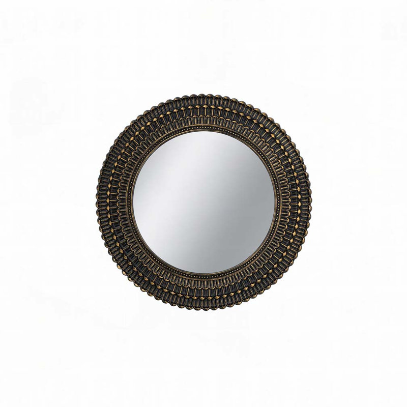 Wooden Accent Mirror With Woven Texture