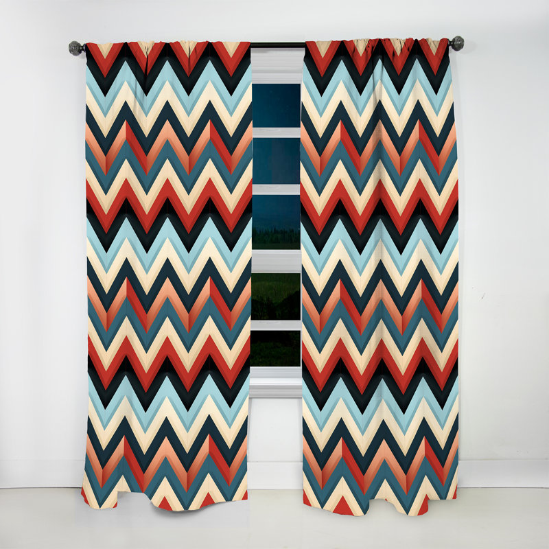 Motif à chevrons multicolores Urban I - Chevron - Rideau obscurcissant - 1 panneau, L 52 po x L 108 po