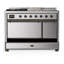 Majestic III Series 48 Inch Dual Fuel Range with 5 Sealed Burners, Griddle, Frenchtop in Burgundy (Natural Gas, Chrome Trim)-1604647827-1604647913-1604647910