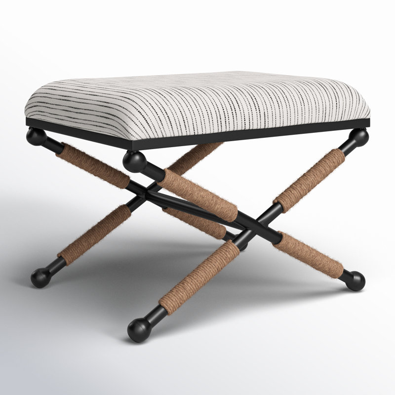 Pippa Lombax 24' Wide Upholstered Iron Accent Stool