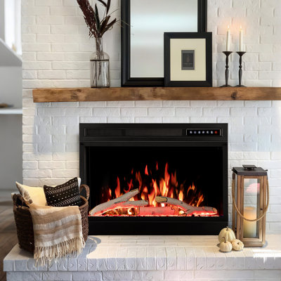 Electric Fireplace Insert, Freestanding/recessed Heater With 7 Flame Brightness, 2 Heat Modes, Remote Control, Quiet Operation, Safe For Kids & Pets, For Living Room, Bedroom