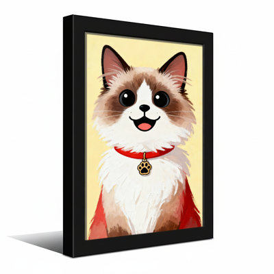 Animaux, chat mignon avec collier rouge et étiquette de patte