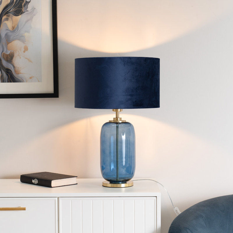 Anacristina Glass Table Lamp, Blue, Navy Blue