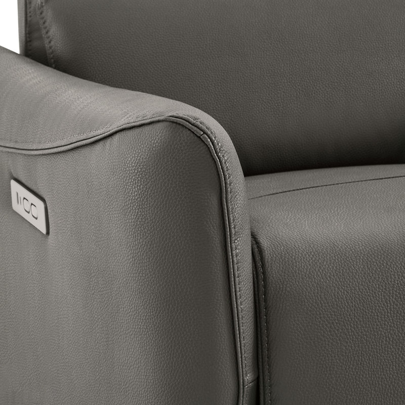 Fauteuil inclinable électrique pivotant en cuir Mikkel, Similicuir gris anthracite