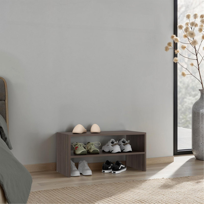 Étagère à chaussures Silpa avec trois tablettes ouvertes, Gris