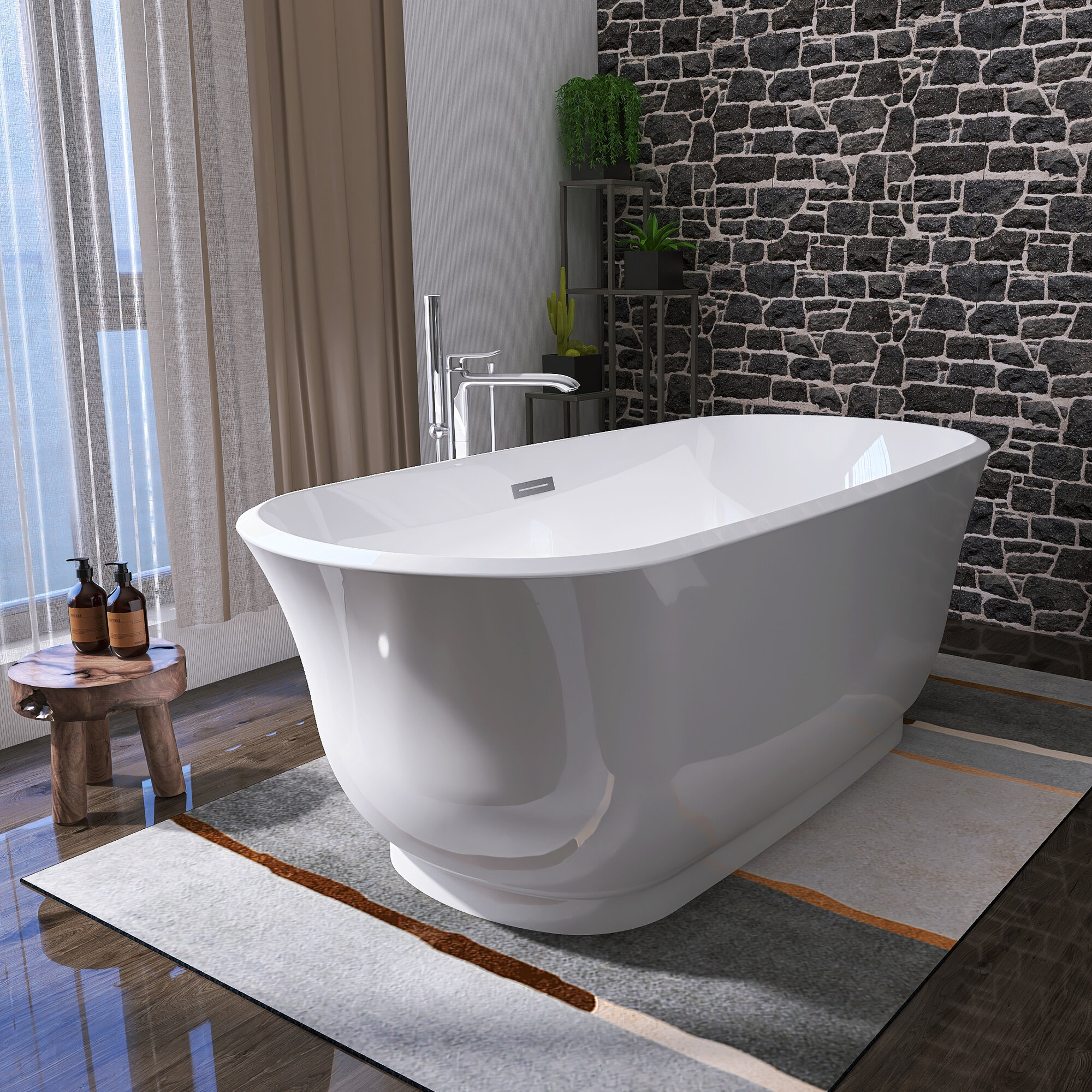 Wrought Studio Chaylynn 59 x 28 Freestanding Soaking Bathtub & Reviews