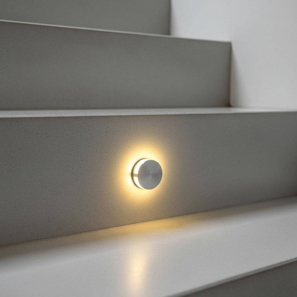B&Q -  Ultrabeam Round Recessed Indoor Wall LightStairway And Stair Riser Light 1 Watt Led Brushed Aluminium Finish - Image 3