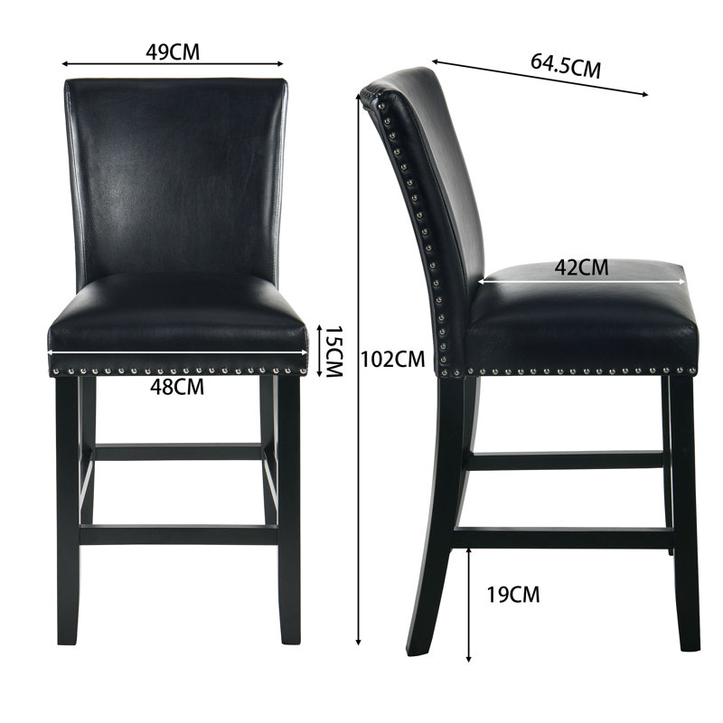 Ringwood Upholstered Counter Stool with Solid Wood Frame, Black