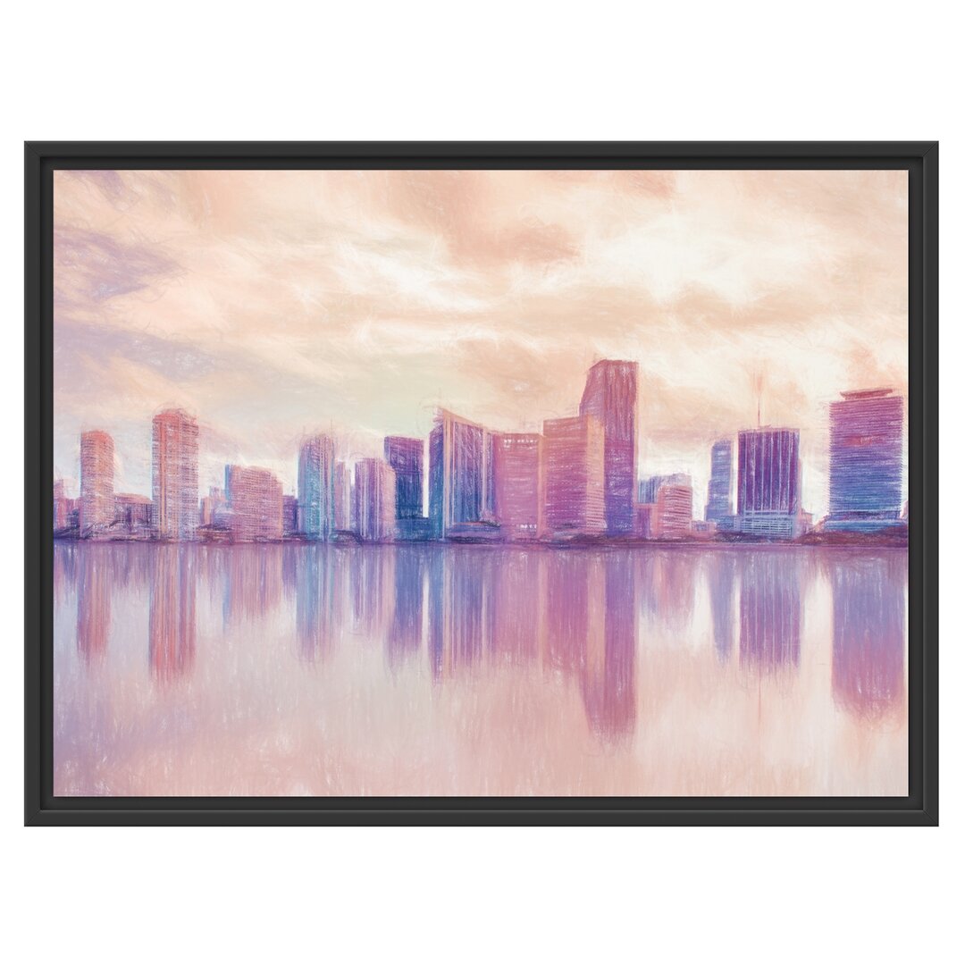 Gerahmtes Wandbild Miami Florida Skyline