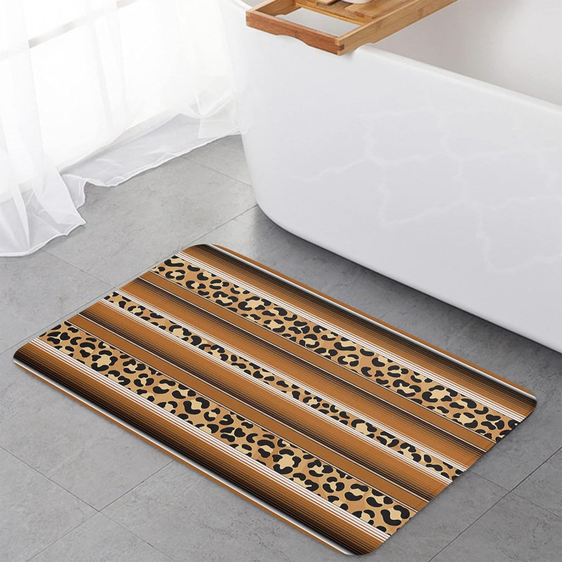 Paquet de 2 tapis de cuisine à rayures léopard brunes, décoration chic et moderne pour la cuisine et le salon, brun noir