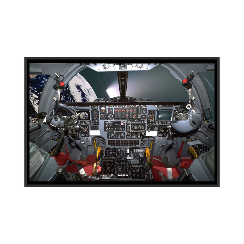 « b1-b lancer cockpit », reproduction de photo sur toile, H 18 po x l 26 po x P 1,5 po, Toile avec cadre noir, Pas de tapis