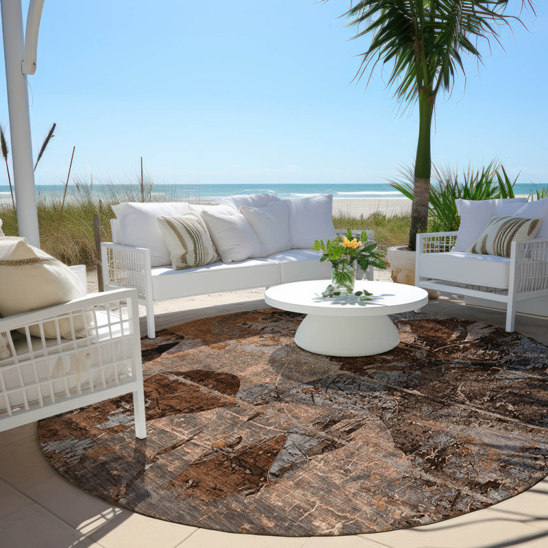 Abstract Indoor / Outdoor Rug, Round 8'