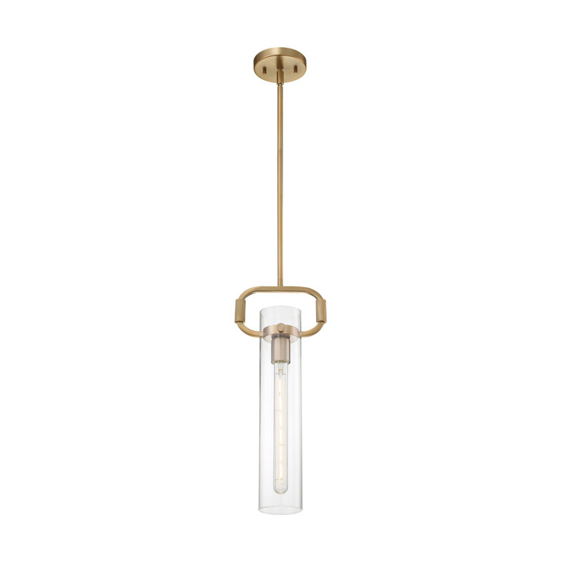 Luminaire suspendu cylindrique à 1 lumière Shay, Laiton