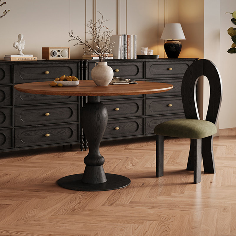 Nut-brown Round Solid Wood Dining table, 29.53"H x 31.5"L x 31.5"W