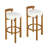 Indoor Wooden Low Back Barstool, Walnut Finished, Set Of 2