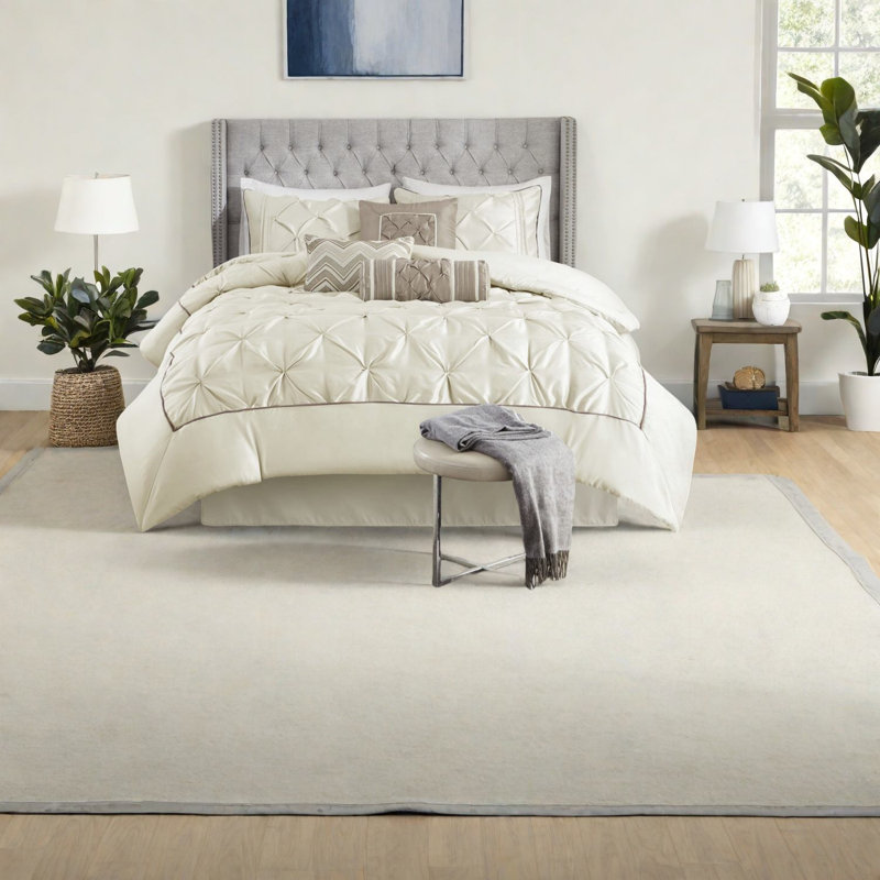 Ensemble de literie élégant en ivoire, polyester de qualité supérieure, décoration de chambre sophistiquée