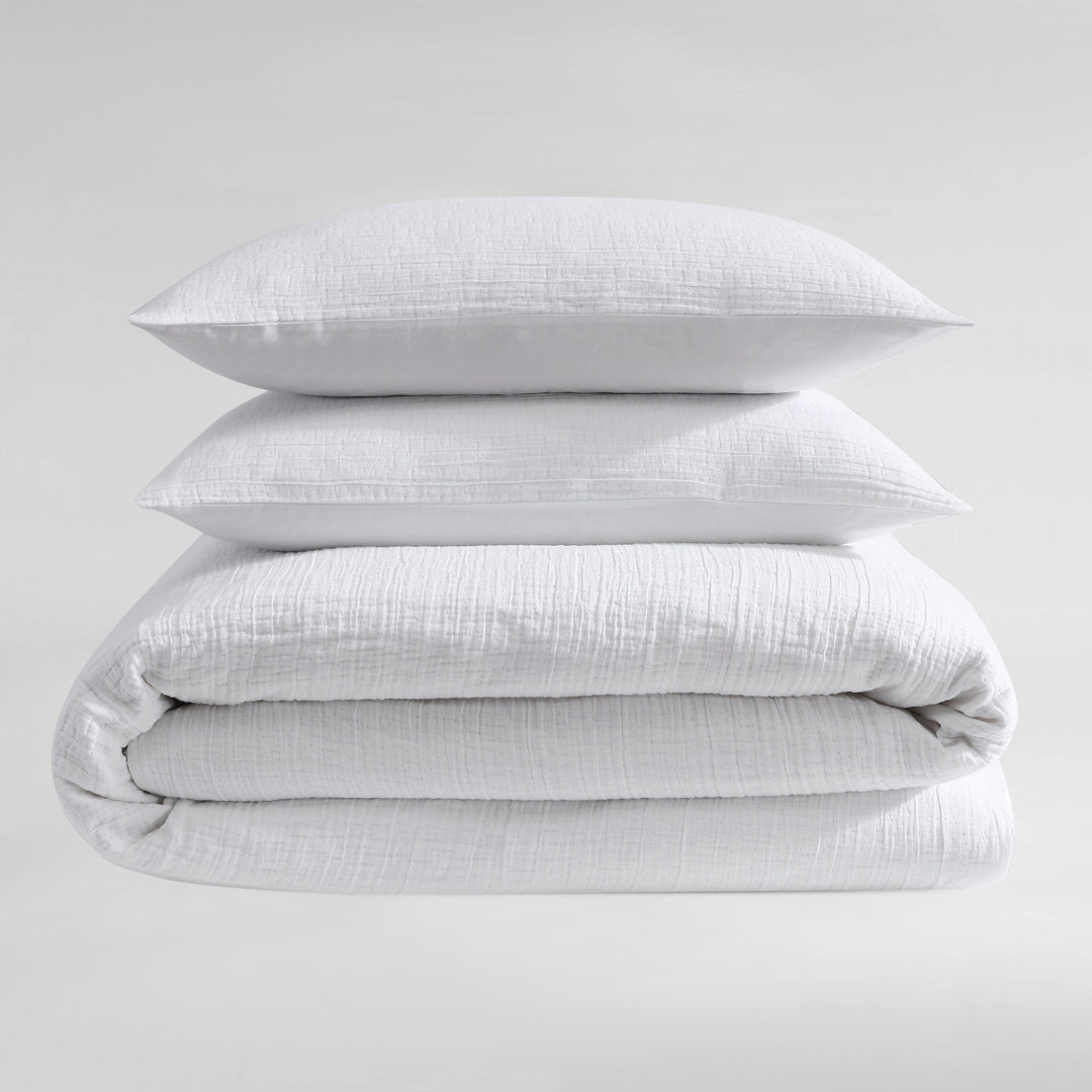 Calvin Klein Washed Texture Solid Cotton Duvet Cover Set Calvin Klein 